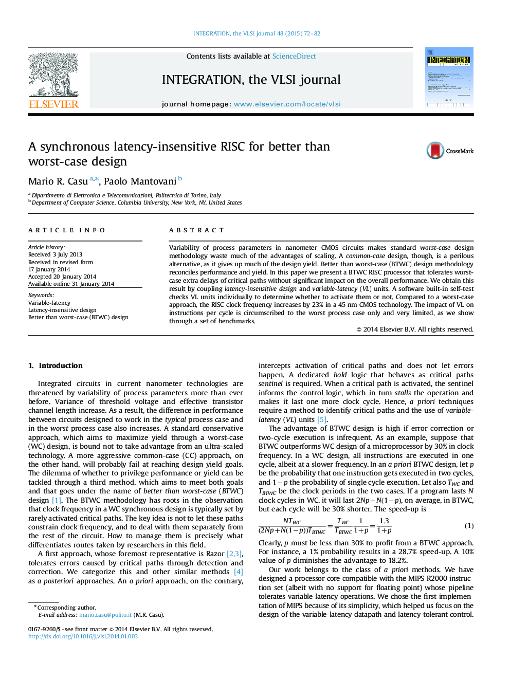 A synchronous latency-insensitive RISC for better than worst-case design