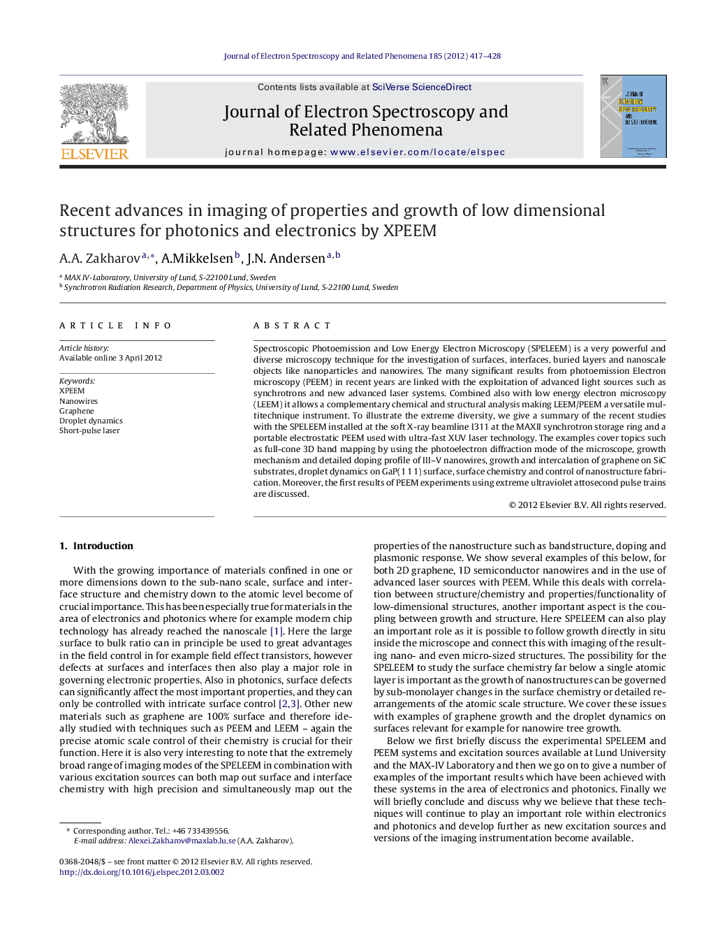 عکس صفحه اول مقاله: Recent advances in imaging of properties and growth of low dimensional structures for photonics and electronics by XPEEM Recent advances in imaging of properties and growth of low dimensional structures for photonics and electronics by XPEEM