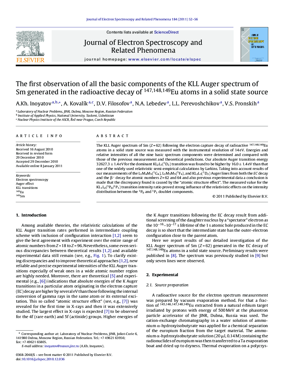 The first observation of all the basic components of the KLL Auger spectrum of Sm generated in the radioactive decay of 147,148,149Eu atoms in a solid state source