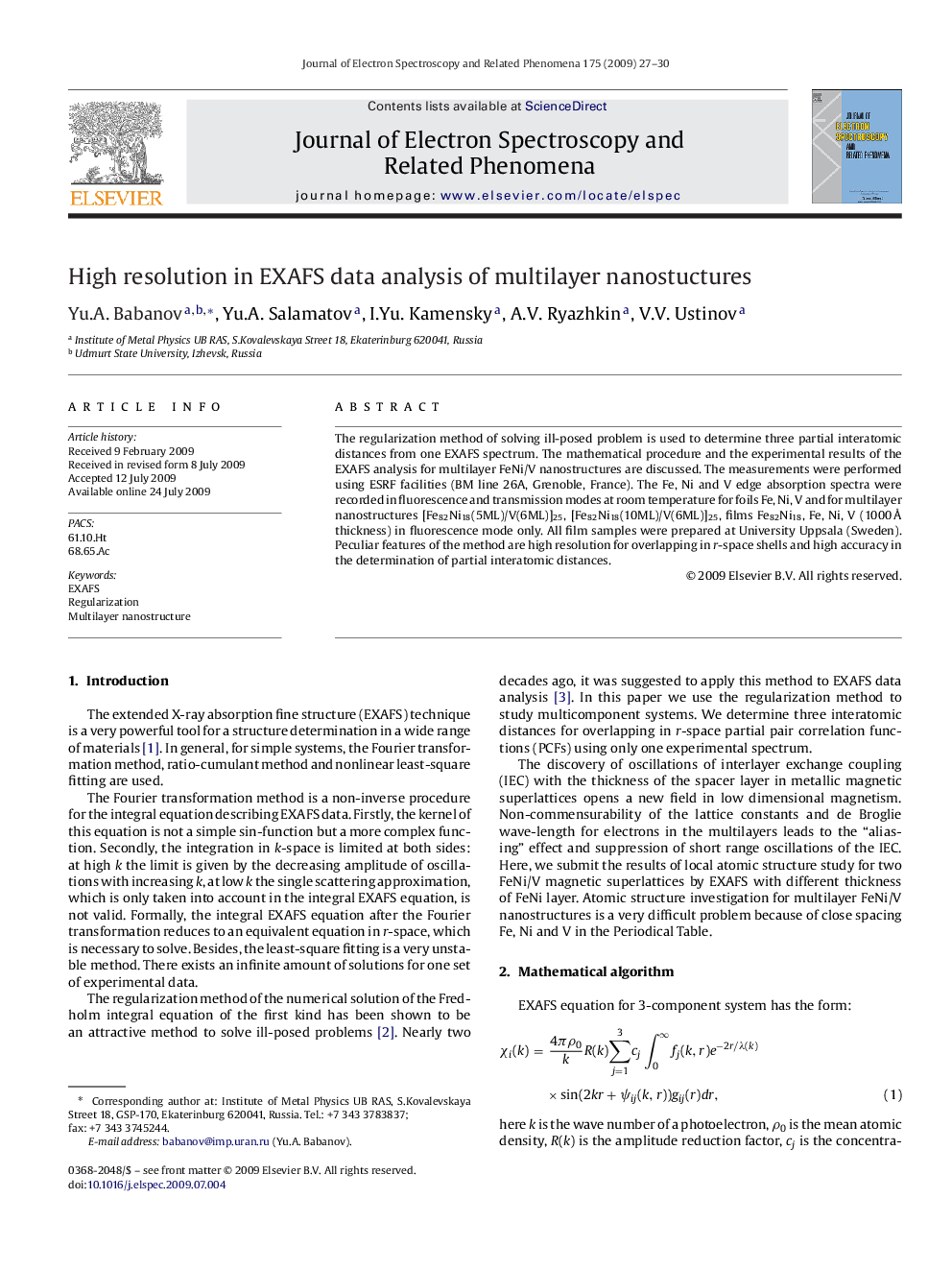 High resolution in EXAFS data analysis of multilayer nanostuctures