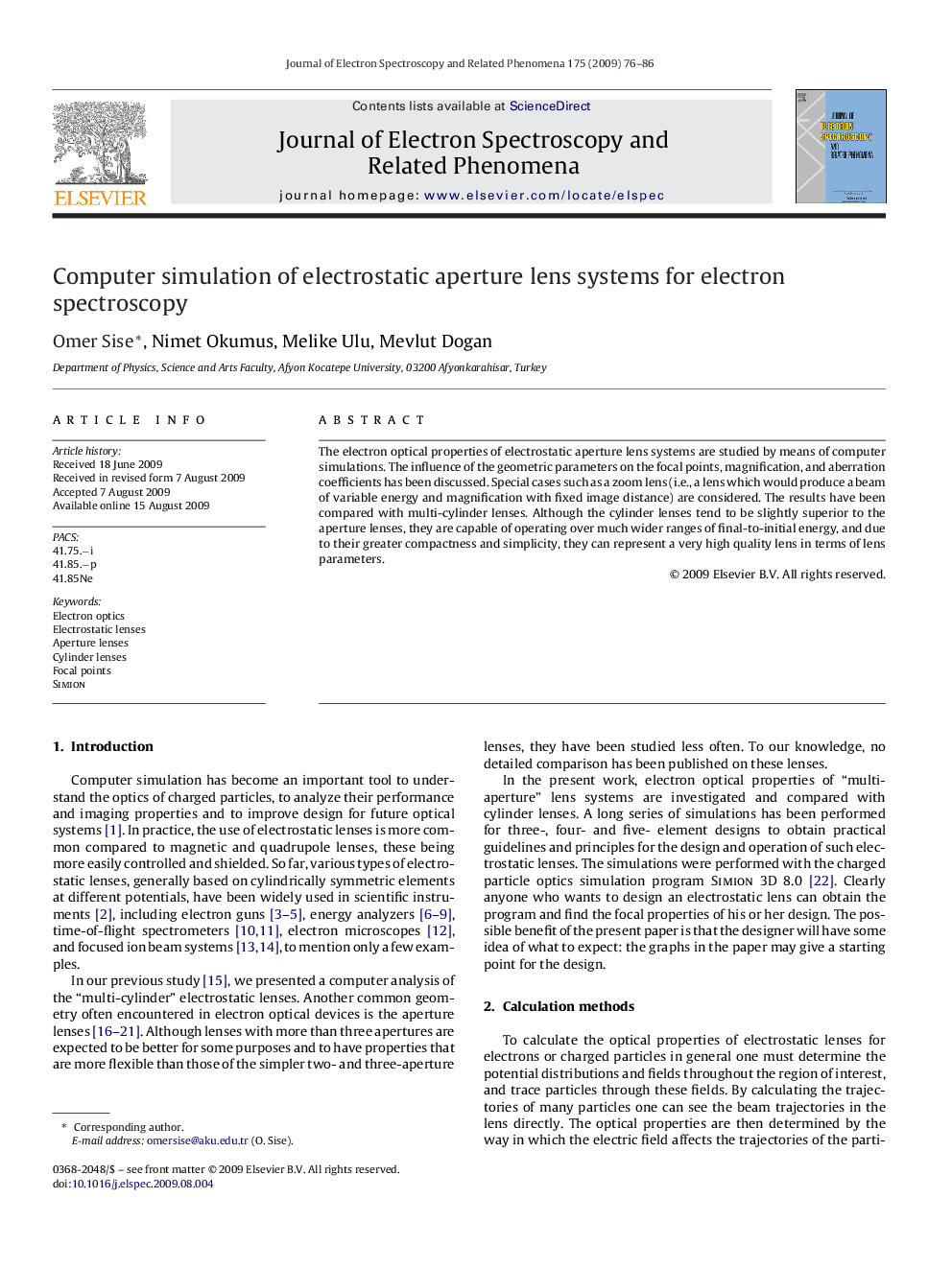 Computer simulation of electrostatic aperture lens systems for electron spectroscopy