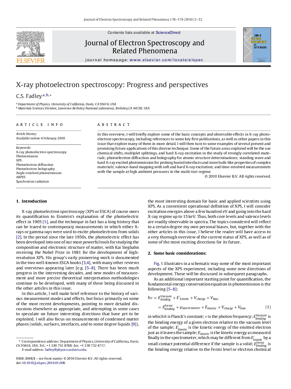 X-ray photoelectron spectroscopy: Progress and perspectives