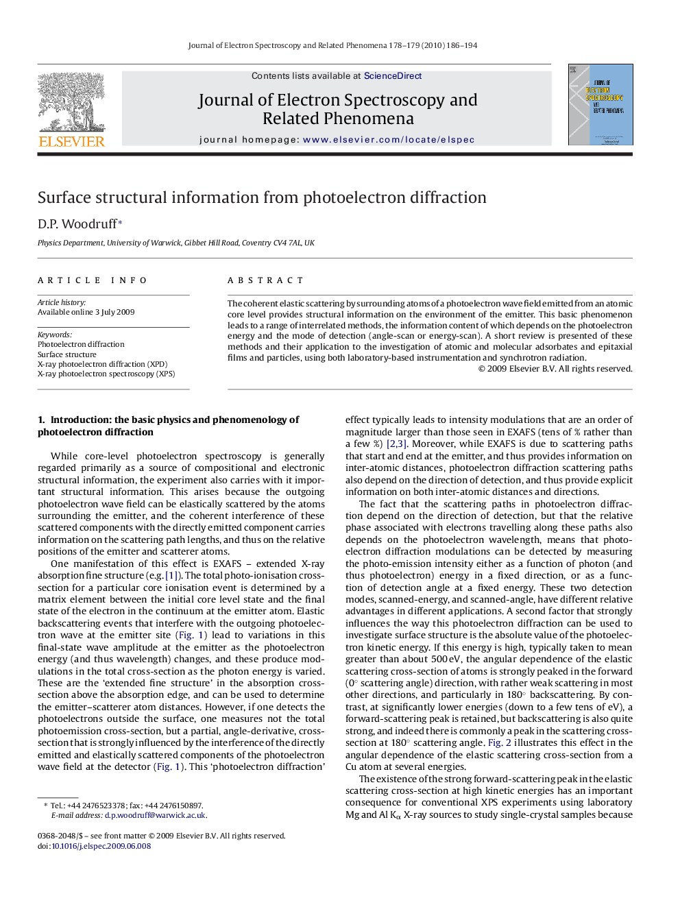 عکس صفحه اول مقاله: Surface structural information from photoelectron diffraction Surface structural information from photoelectron diffraction