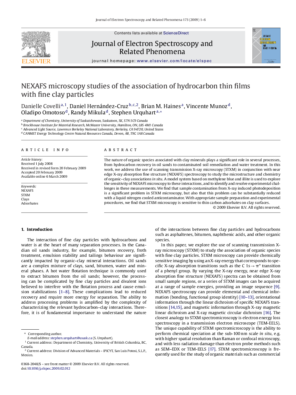 NEXAFS microscopy studies of the association of hydrocarbon thin films with fine clay particles