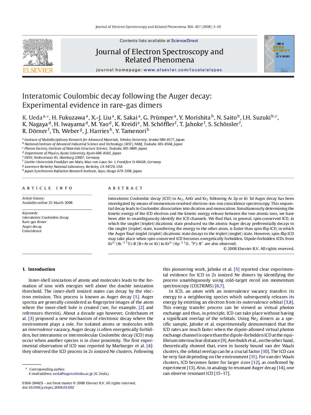 Interatomic Coulombic decay following the Auger decay: Experimental evidence in rare-gas dimers