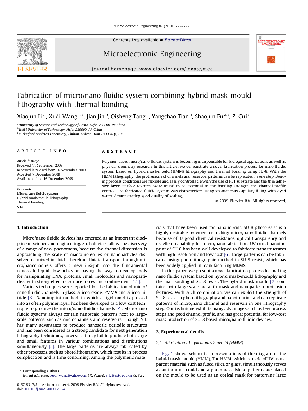 Fabrication of micro/nano fluidic system combining hybrid mask-mould lithography with thermal bonding