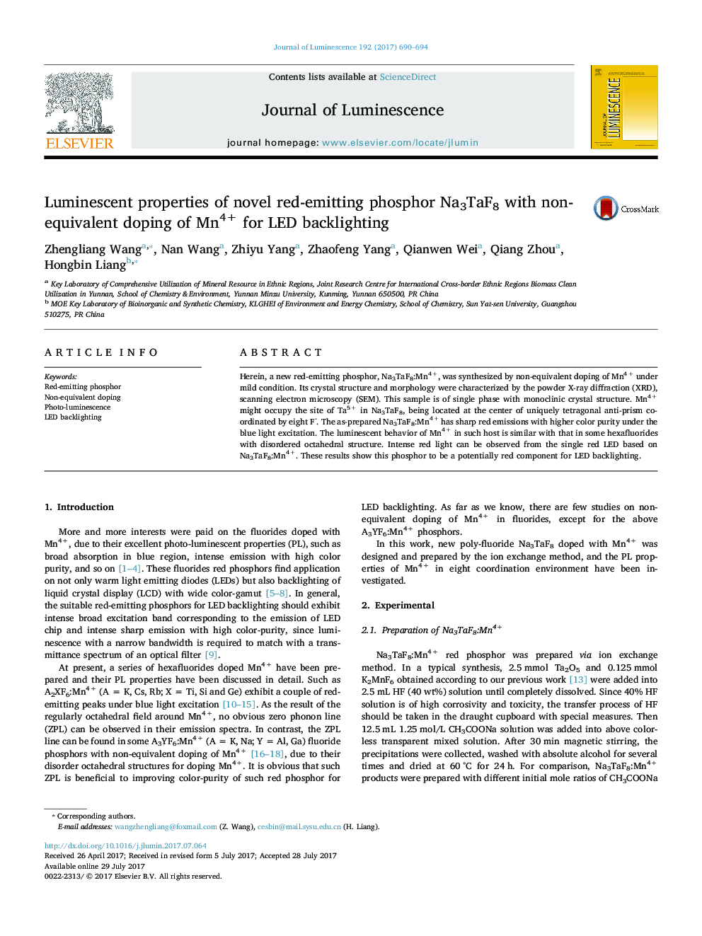 Luminescent properties of novel red-emitting phosphor Na3TaF8 with non-equivalent doping of Mn4+ for LED backlighting