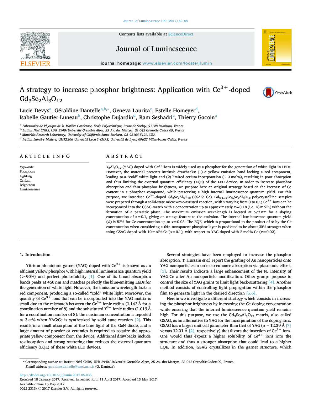 A strategy to increase phosphor brightness: Application with Ce3+-doped Gd3Sc2Al3O12