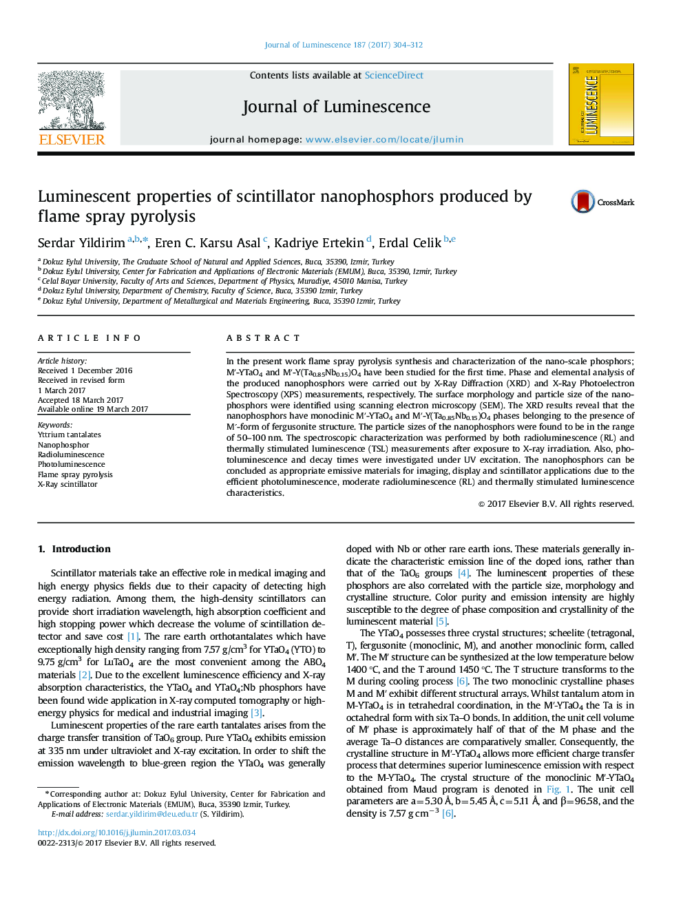 Luminescent properties of scintillator nanophosphors produced by flame spray pyrolysis