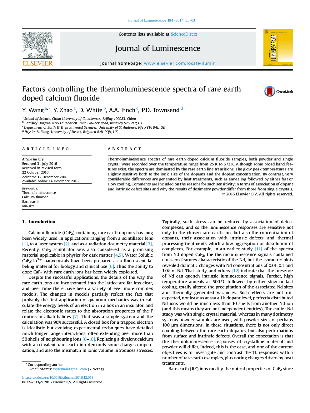 Factors controlling the thermoluminescence spectra of rare earth doped calcium fluoride