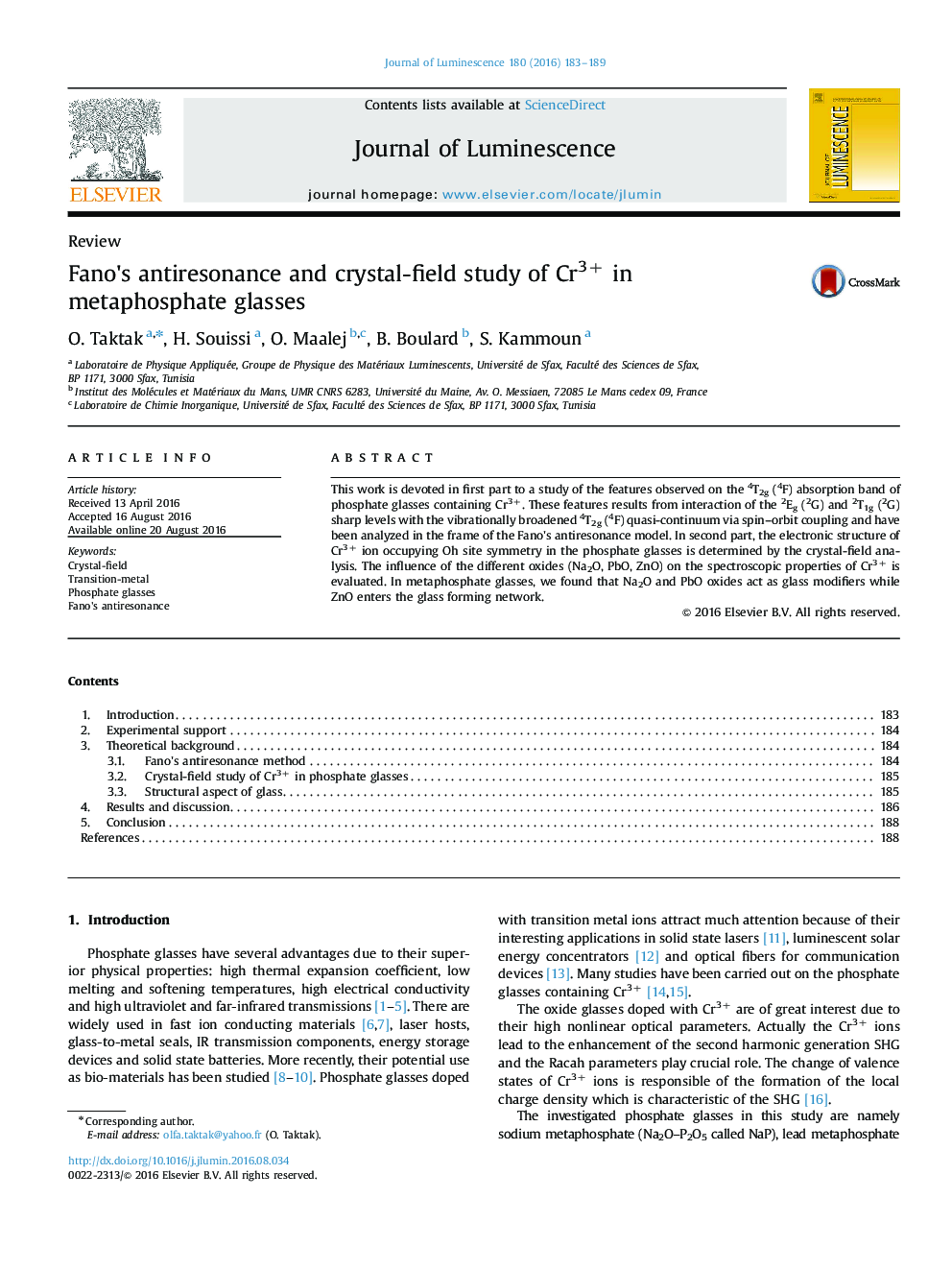 Fano×³s antiresonance and crystal-field study of Cr3+ in metaphosphate glasses