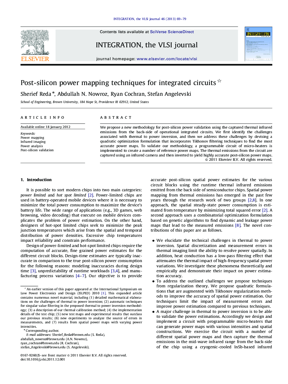 Post-silicon power mapping techniques for integrated circuits 