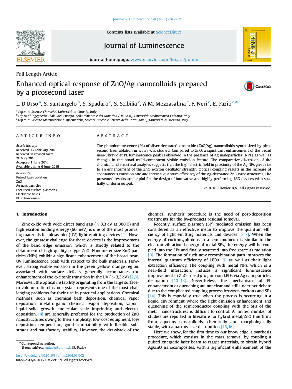 Enhanced optical response of ZnO/Ag nanocolloids prepared by a picosecond laser