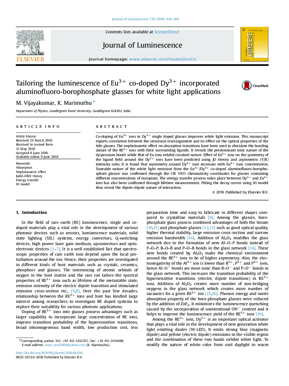 Tailoring the luminescence of Eu3+ co-doped Dy3+ incorporated aluminofluoro-borophosphate glasses for white light applications