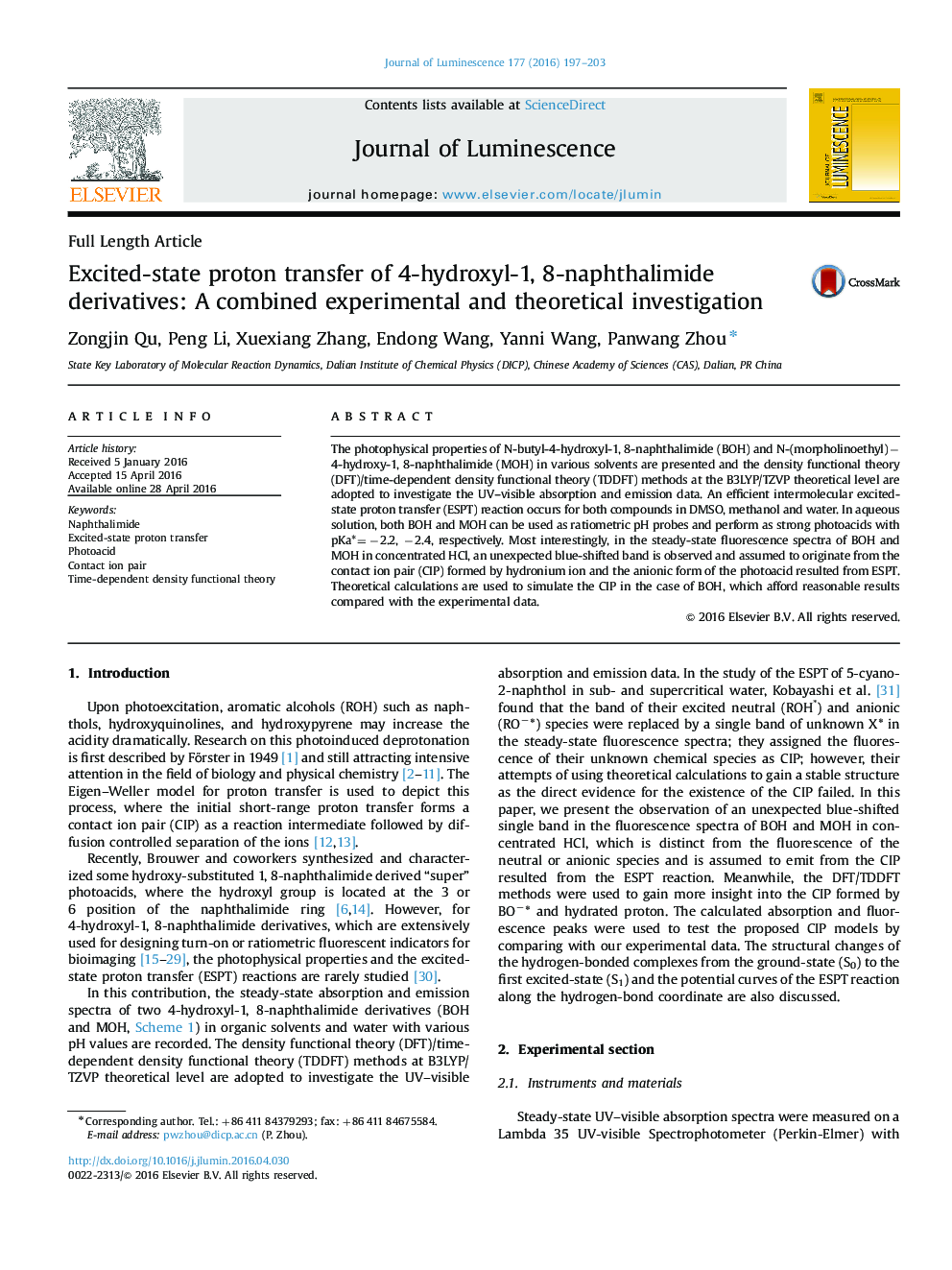 Excited-state proton transfer of 4-hydroxyl-1, 8-naphthalimide derivatives: A combined experimental and theoretical investigation