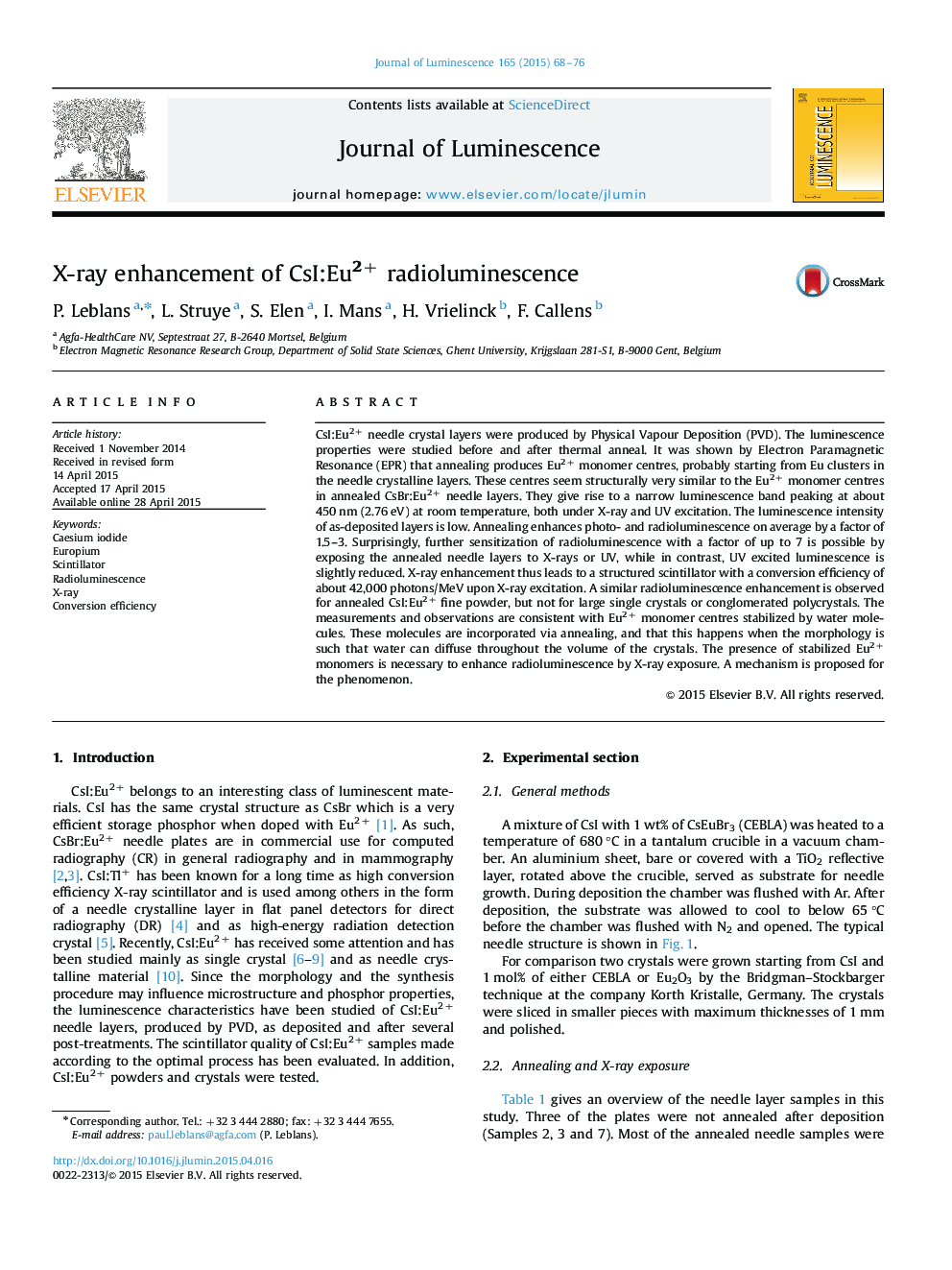 X-ray enhancement of CsI:Eu2+ radioluminescence