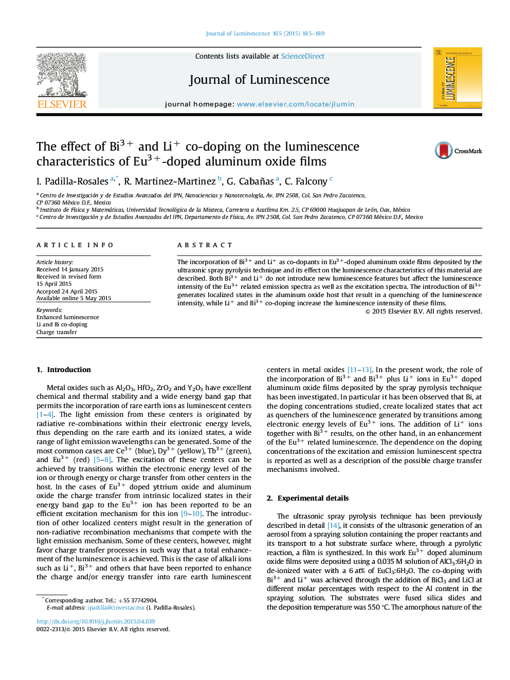 The effect of Bi3+ and Li+ co-doping on the luminescence characteristics of Eu3+-doped aluminum oxide films