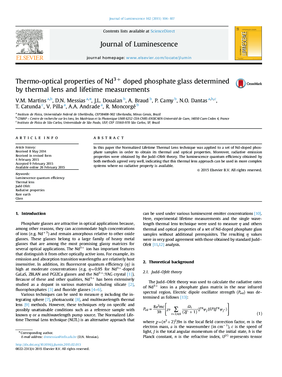 Thermo-optical properties of Nd3+ doped phosphate glass determined by thermal lens and lifetime measurements