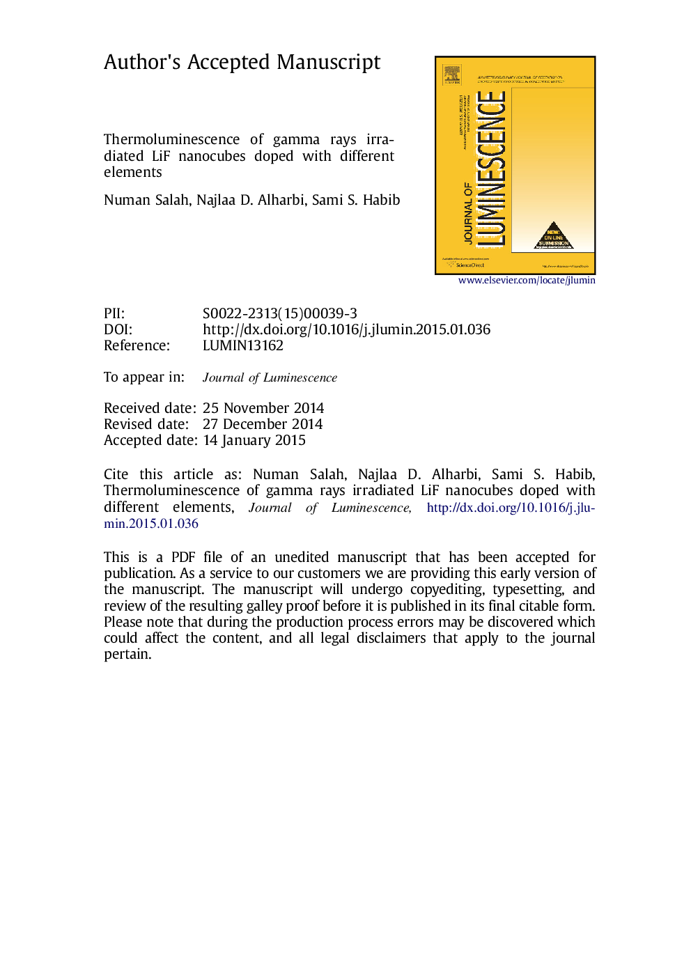 Thermoluminescence of gamma rays irradiated LiF nanocubes doped with different elements