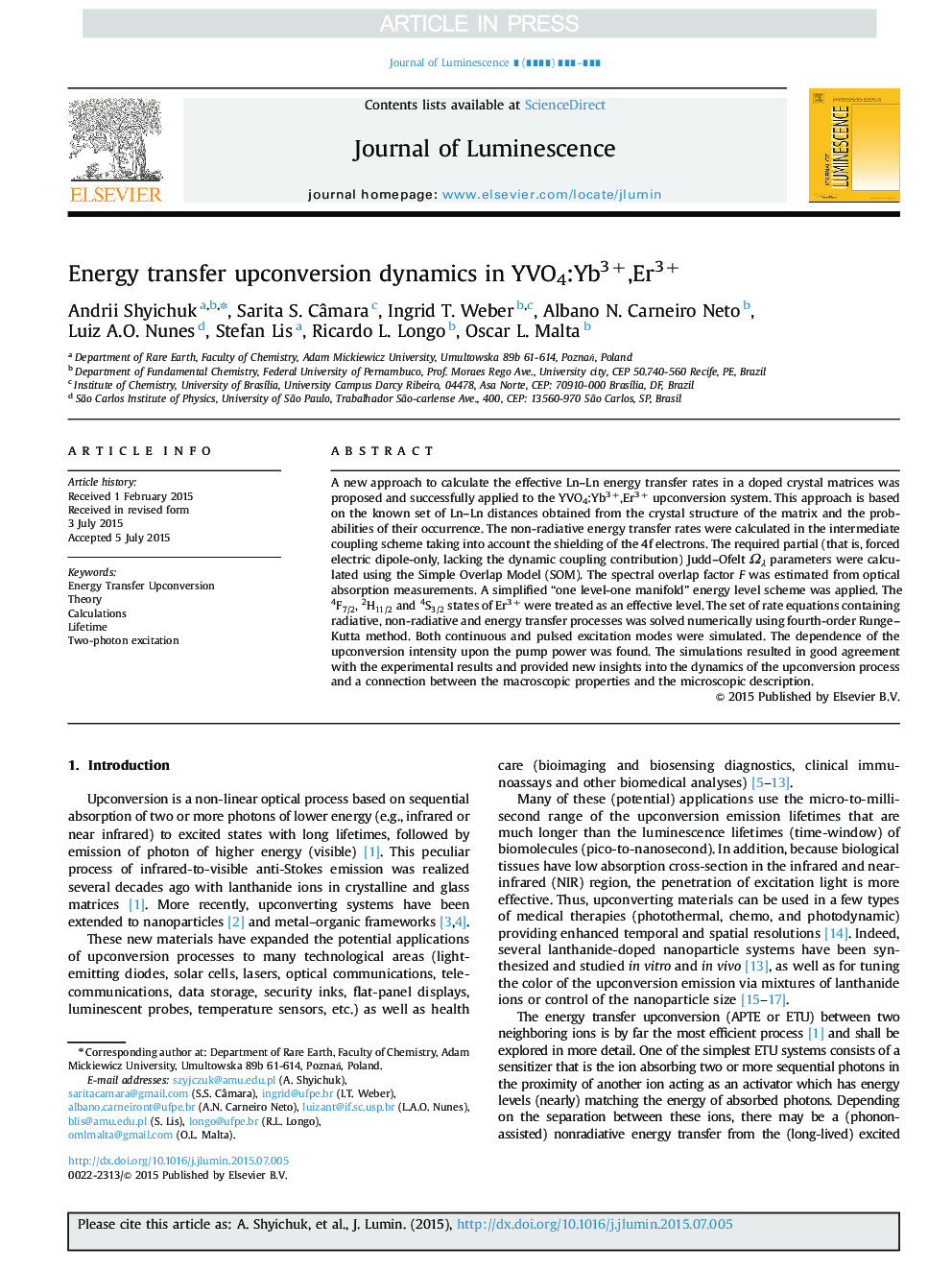 Energy transfer upconversion dynamics in YVO4:Yb3+,Er3+