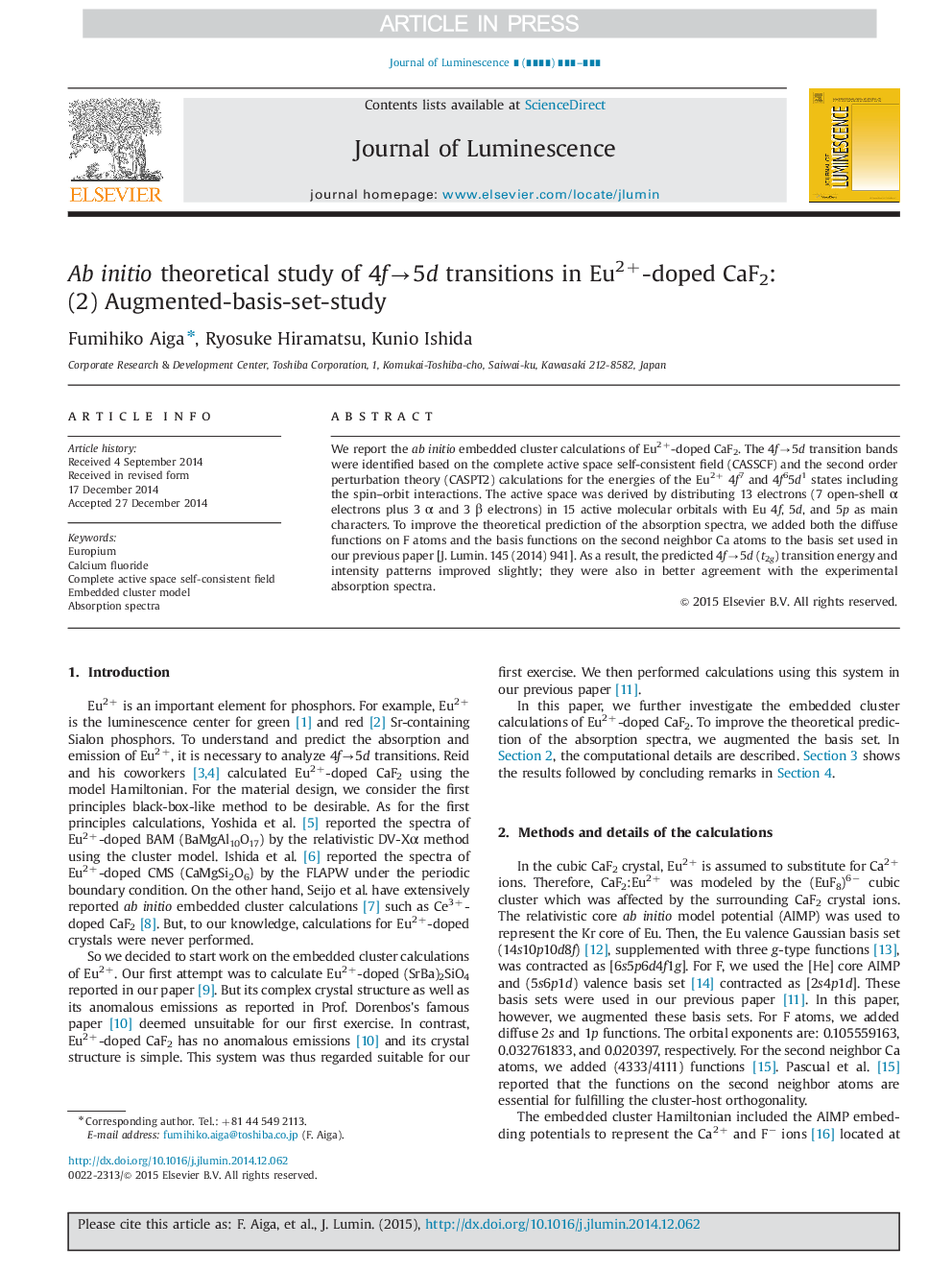 Ab initio theoretical study of 4fâ5d transitions in Eu2+-doped CaF2: (2) Augmented-basis-set-study