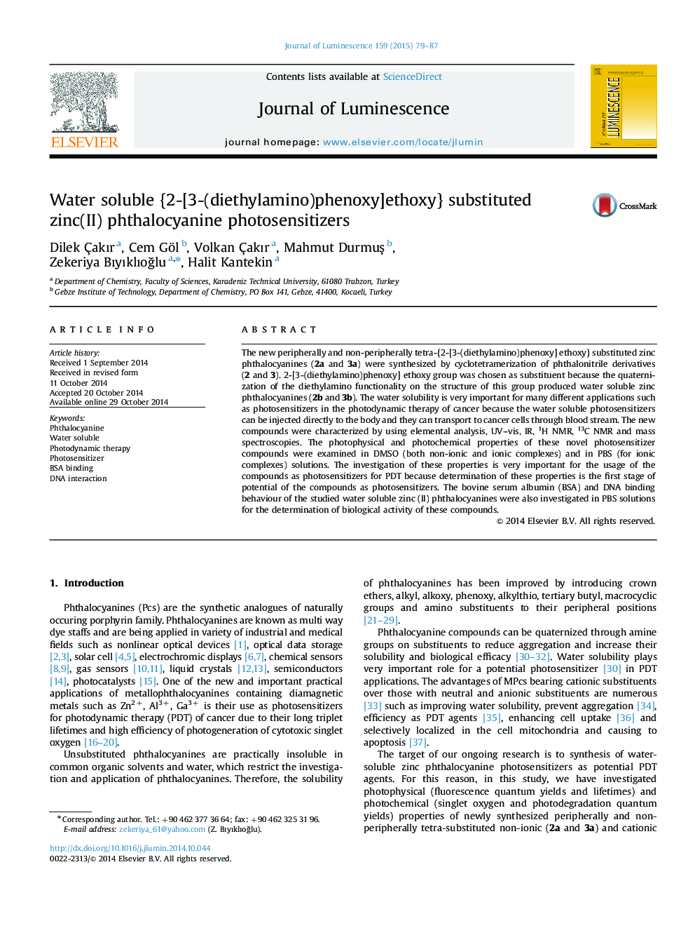 Water soluble {2-[3-(diethylamino)phenoxy]ethoxy} substituted zinc(II) phthalocyanine photosensitizers