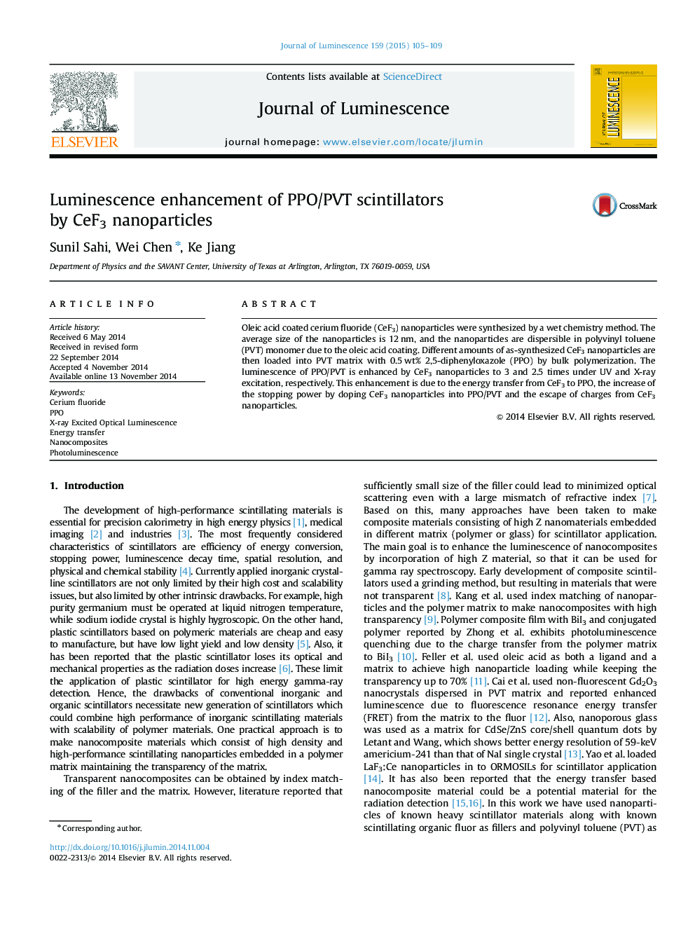 Luminescence enhancement of PPO/PVT scintillators by CeF3 nanoparticles