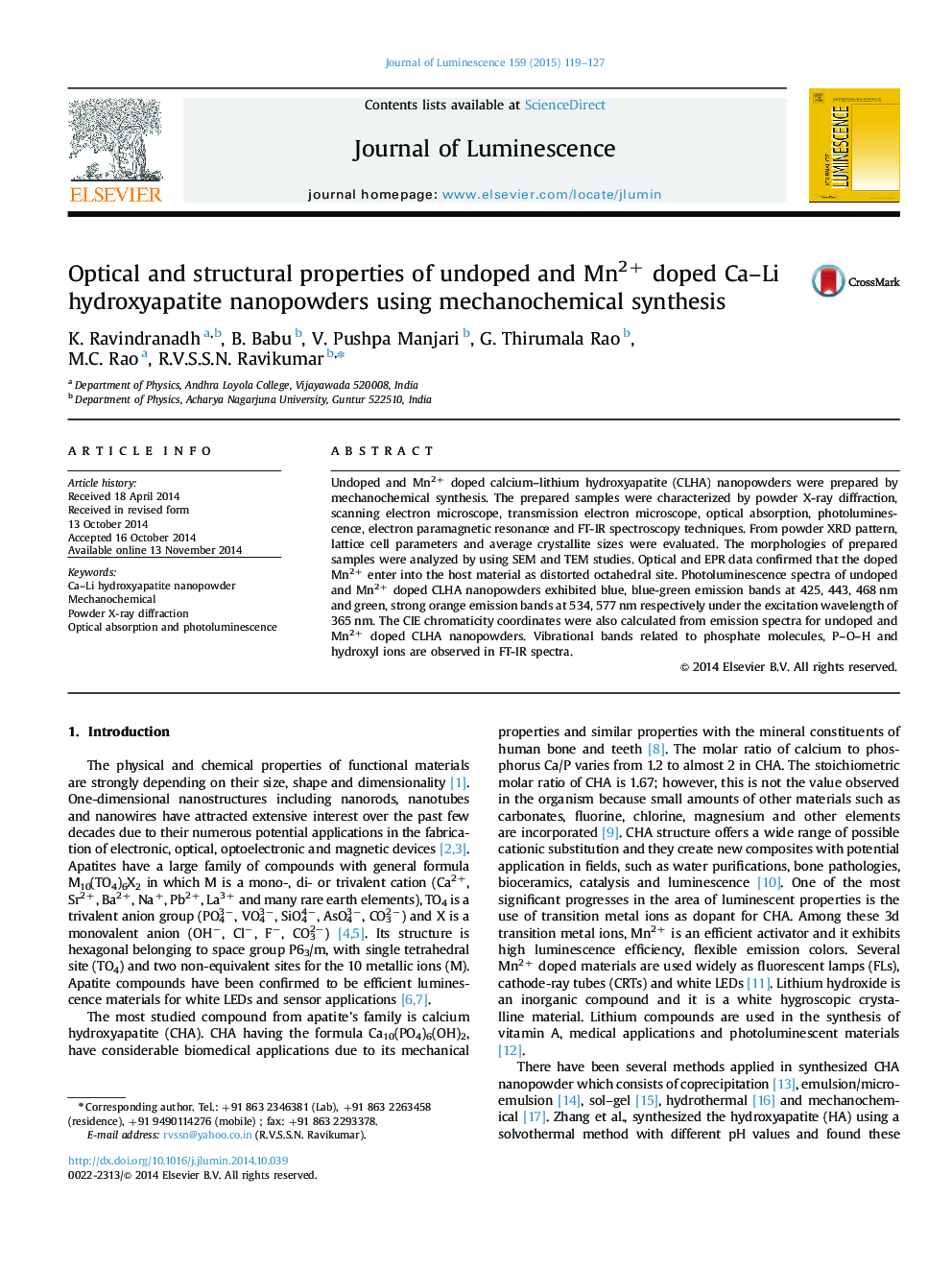 Optical and structural properties of undoped and Mn2+ doped Ca-Li hydroxyapatite nanopowders using mechanochemical synthesis