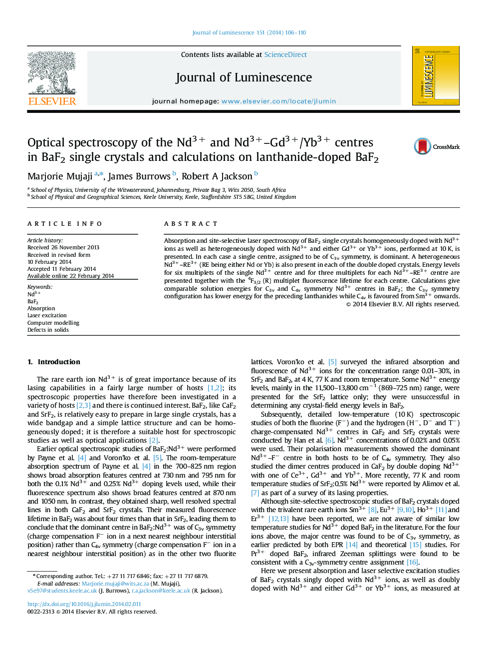 Optical spectroscopy of the Nd3+ and Nd3+-Gd3+/Yb3+ centres in BaF2 single crystals and calculations on lanthanide-doped BaF2