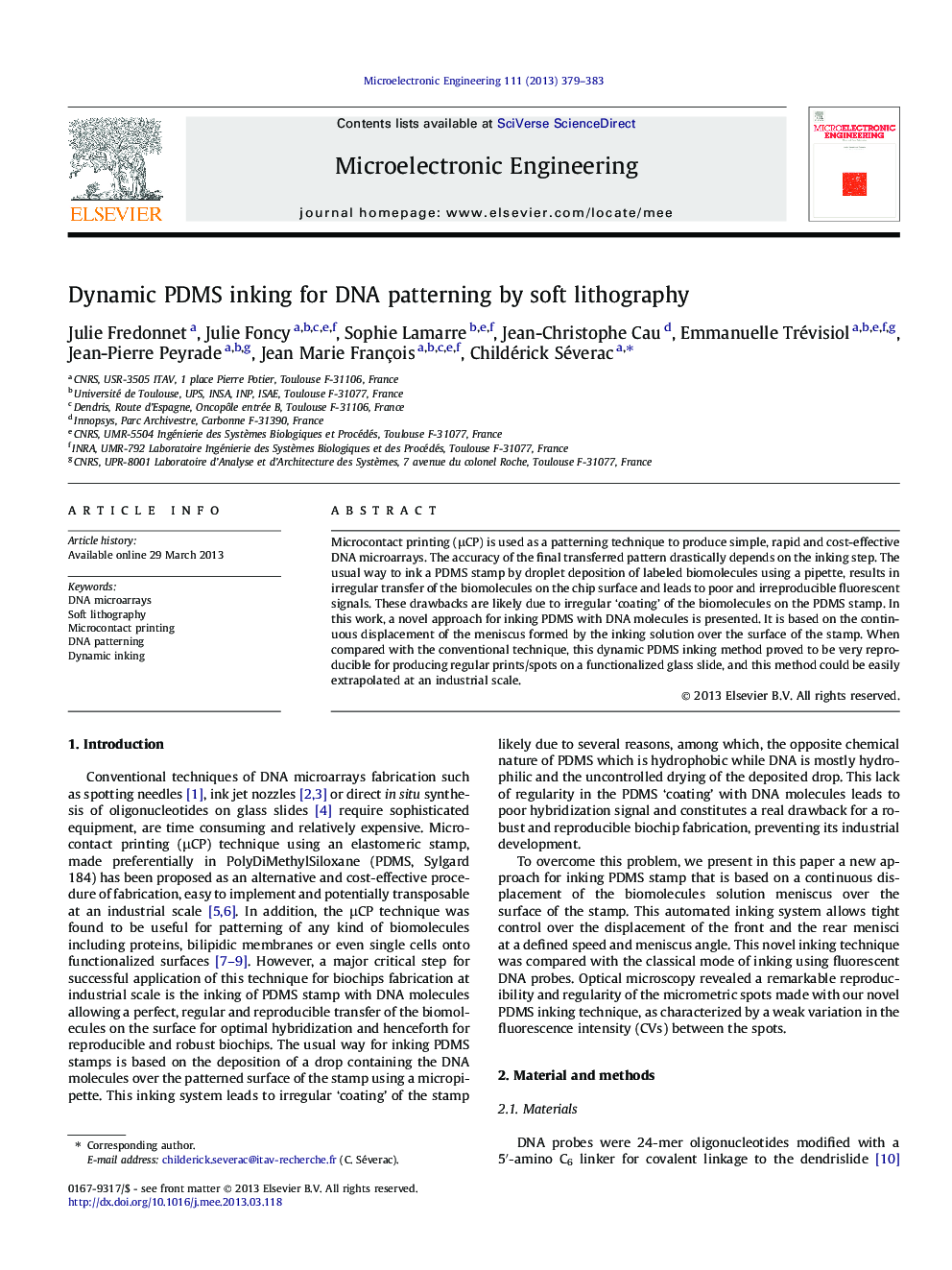 Dynamic PDMS inking for DNA patterning by soft lithography