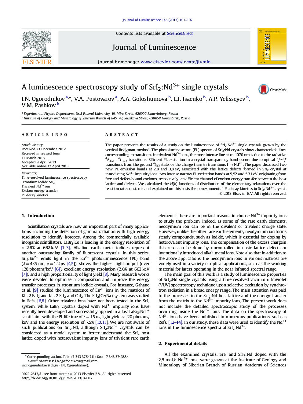 A luminescence spectroscopy study of SrI2:Nd3+ single crystals