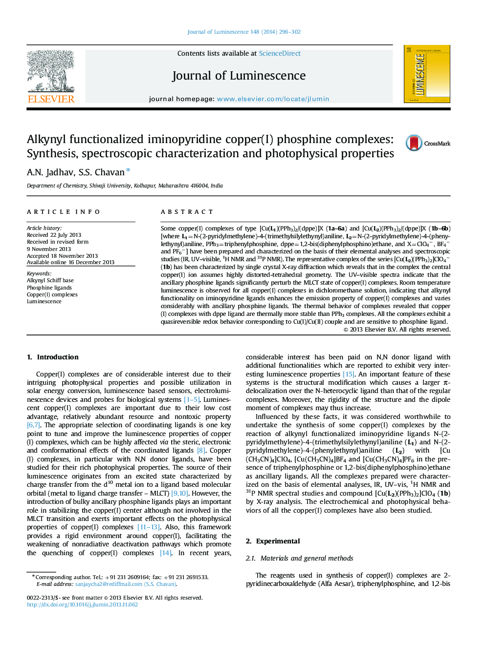 Alkynyl functionalized iminopyridine copper(I) phosphine complexes: Synthesis, spectroscopic characterization and photophysical properties