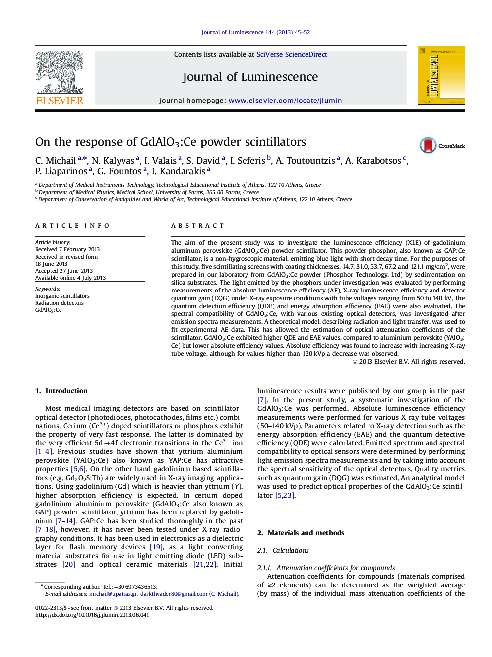 On the response of GdAlO3:Ce powder scintillators