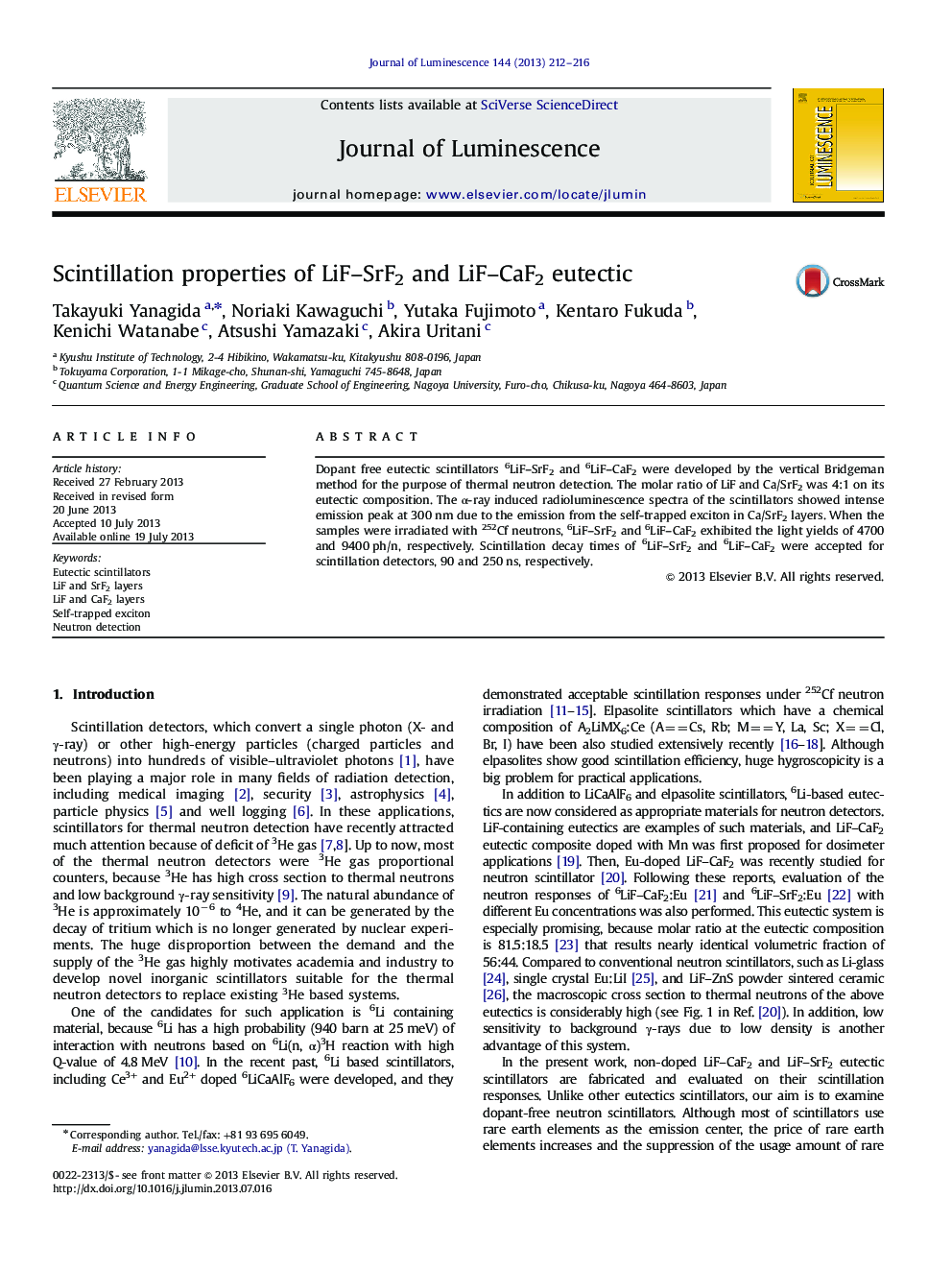 Scintillation properties of LiF-SrF2 and LiF-CaF2 eutectic