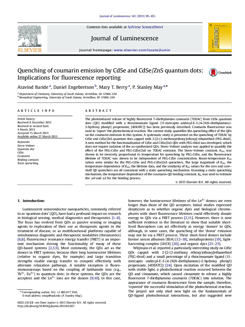 Quenching of coumarin emission by CdSe and CdSe/ZnS quantum dots: Implications for fluorescence reporting