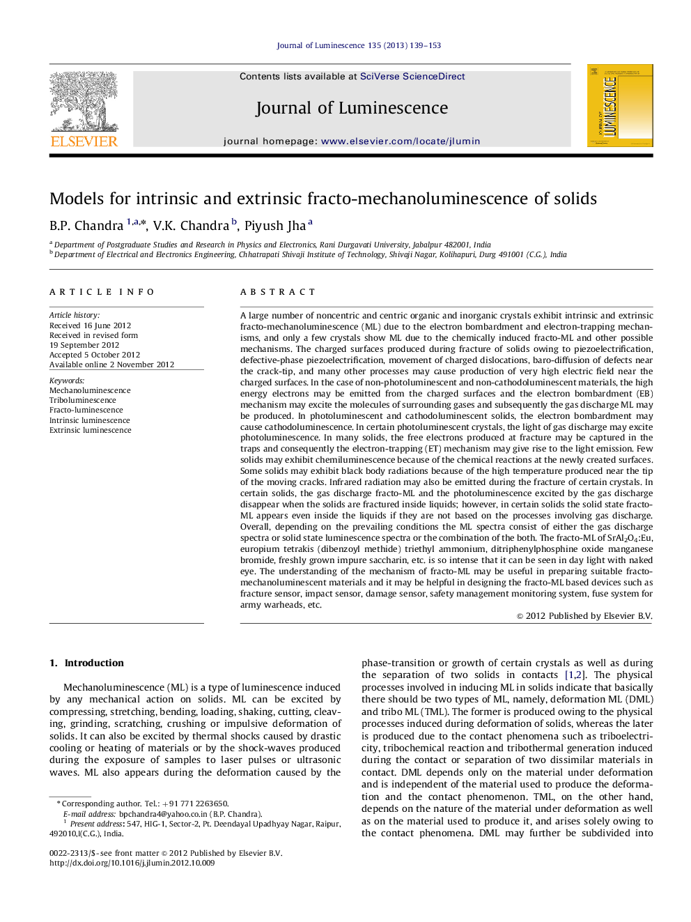 Models for intrinsic and extrinsic fracto-mechanoluminescence of solids