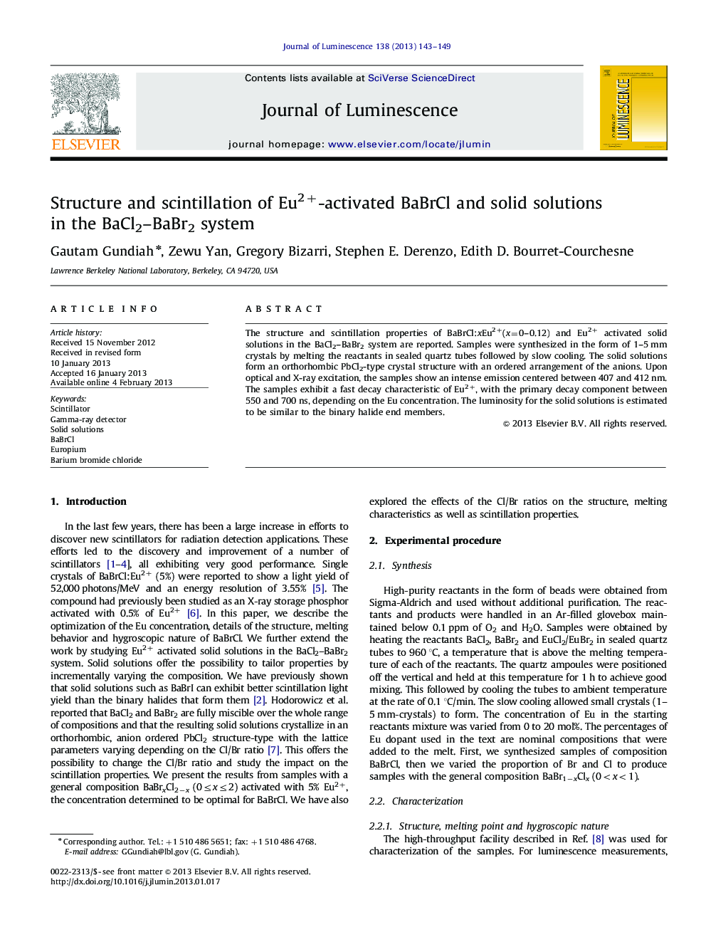 Structure and scintillation of Eu2+-activated BaBrCl and solid solutions in the BaCl2-BaBr2 system