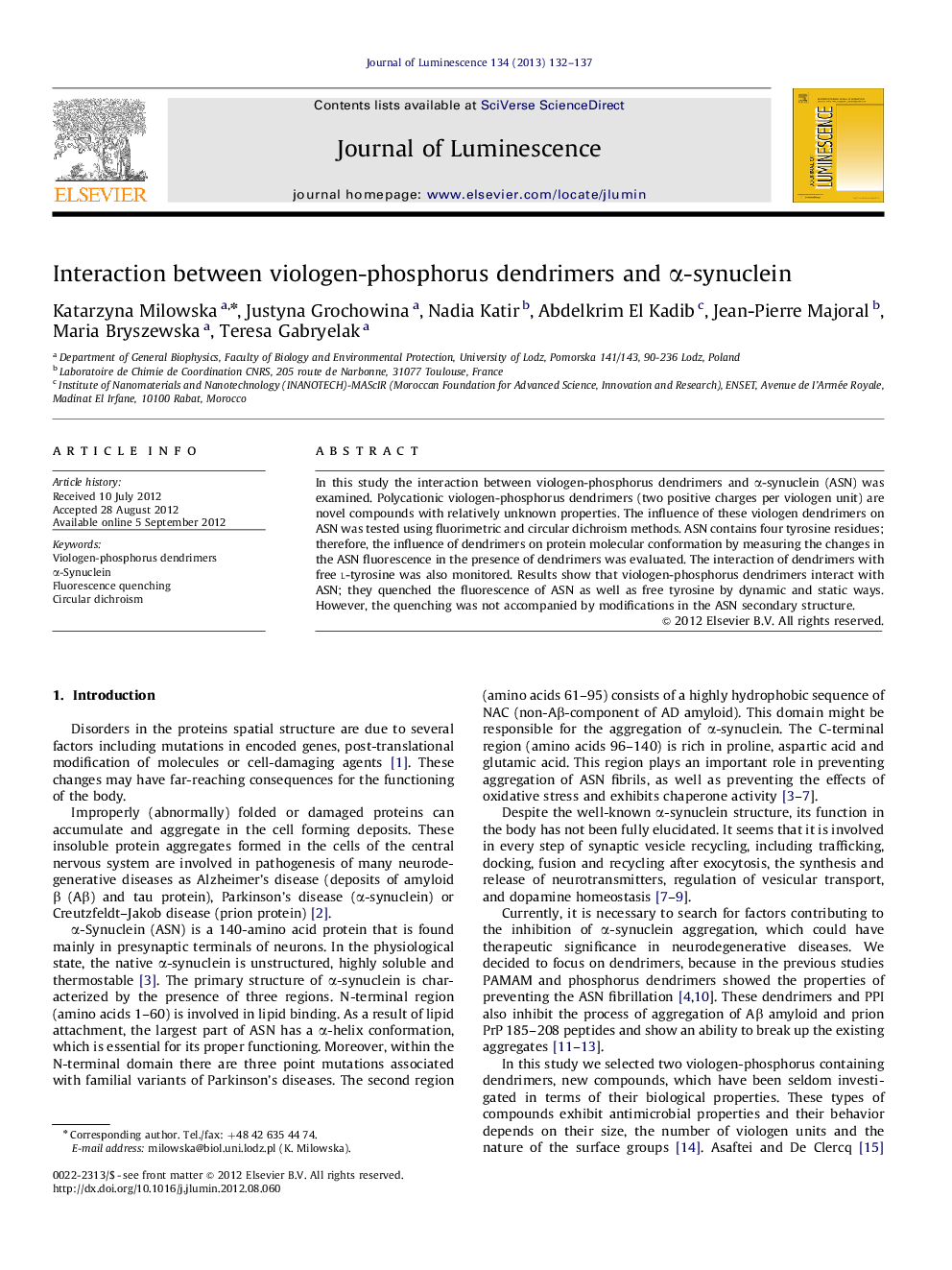 Interaction between viologen-phosphorus dendrimers and Î±-synuclein