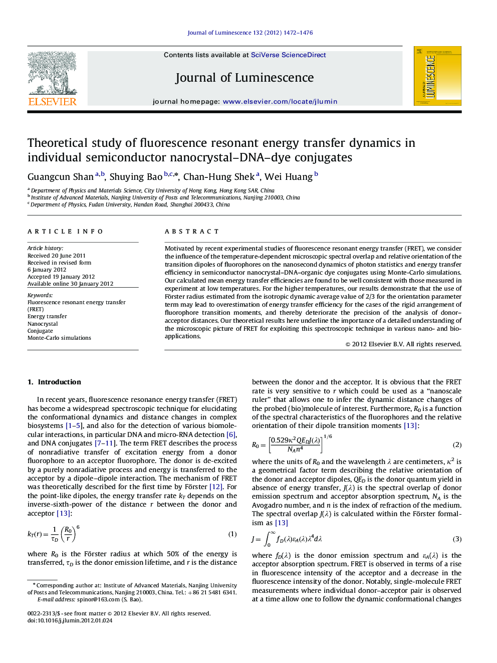 Theoretical study of fluorescence resonant energy transfer dynamics in individual semiconductor nanocrystal-DNA-dye conjugates