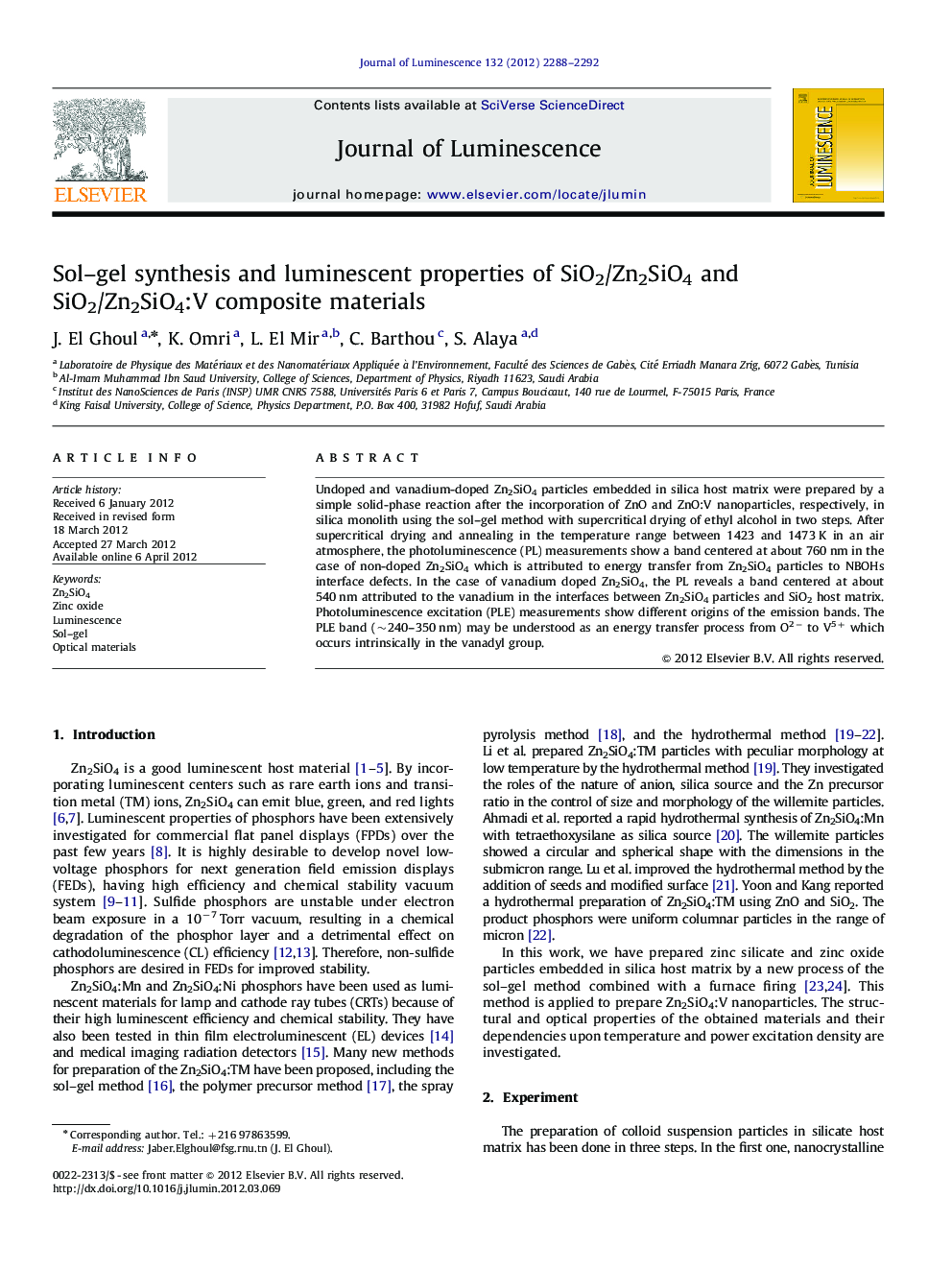 Sol-gel synthesis and luminescent properties of SiO2/Zn2SiO4 and SiO2/Zn2SiO4:V composite materials