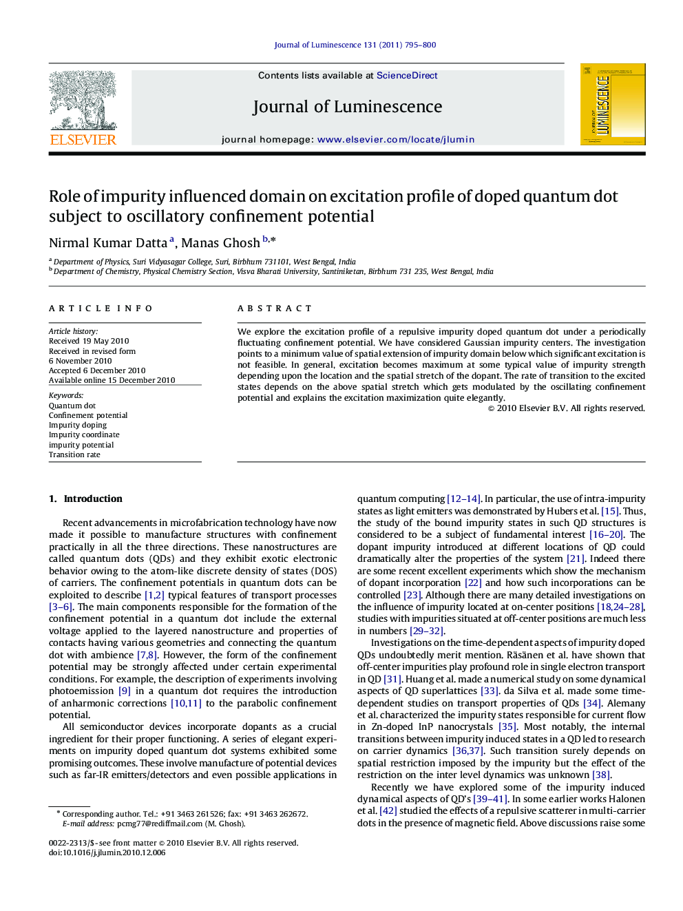 Role of impurity influenced domain on excitation profile of doped quantum dot subject to oscillatory confinement potential