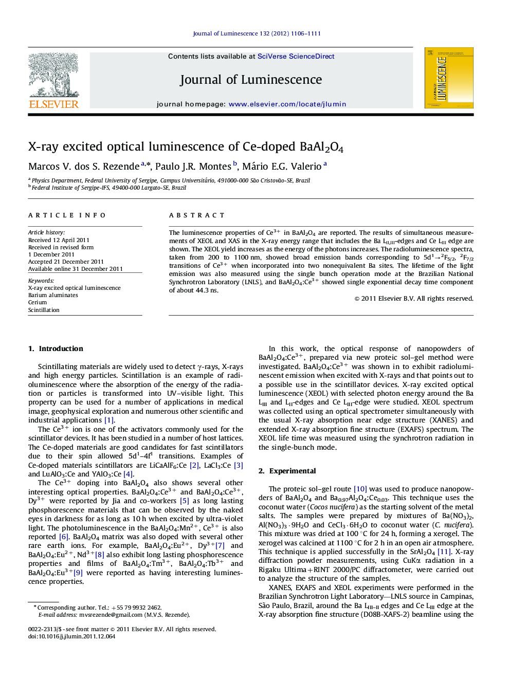 X-ray excited optical luminescence of Ce-doped BaAl2O4