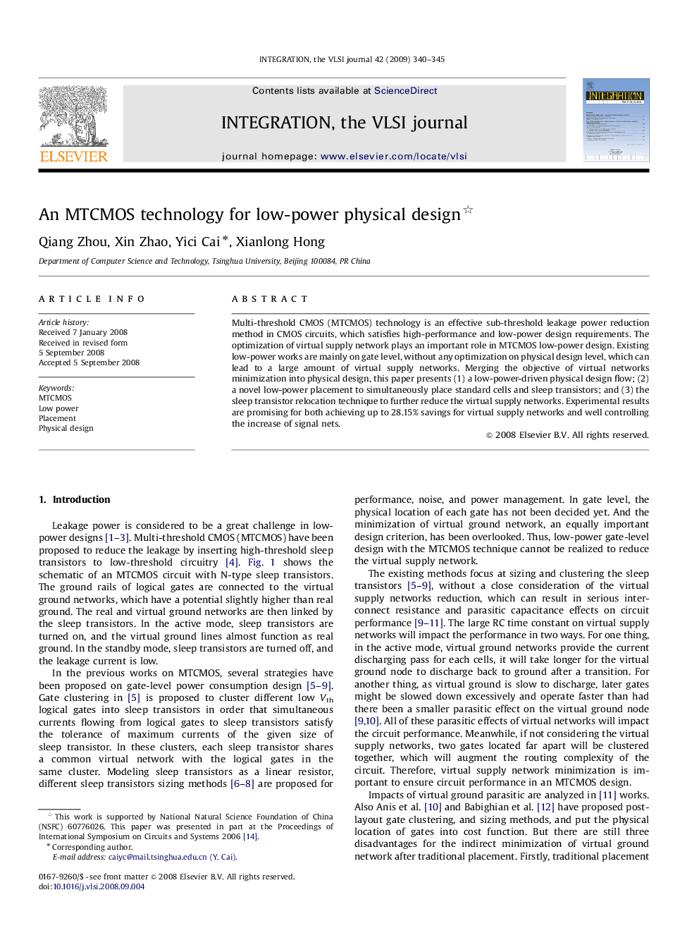 An MTCMOS technology for low-power physical design 