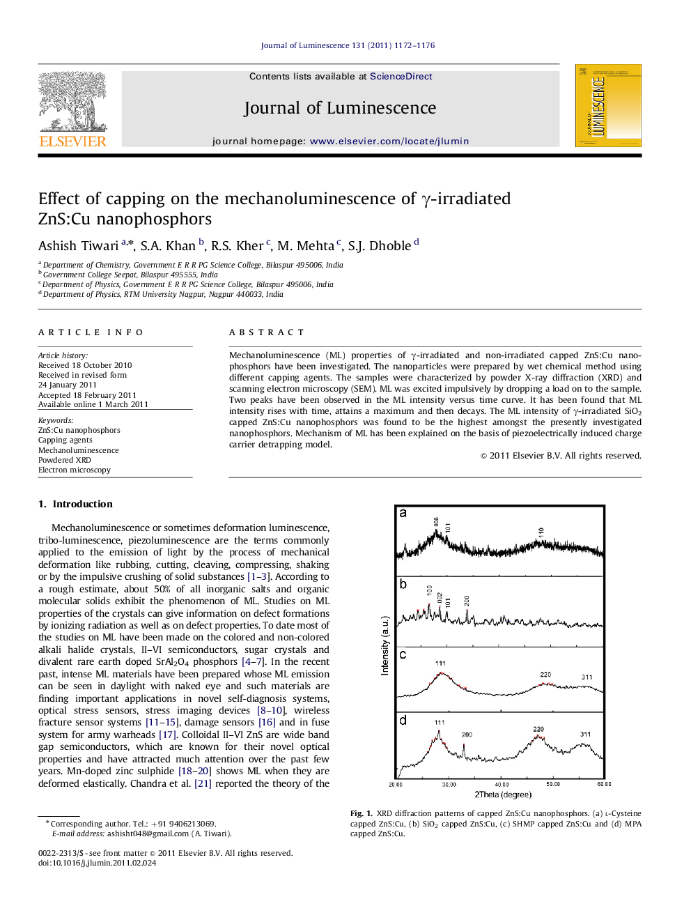 Effect of capping on the mechanoluminescence of Î³-irradiated ZnS:Cu nanophosphors