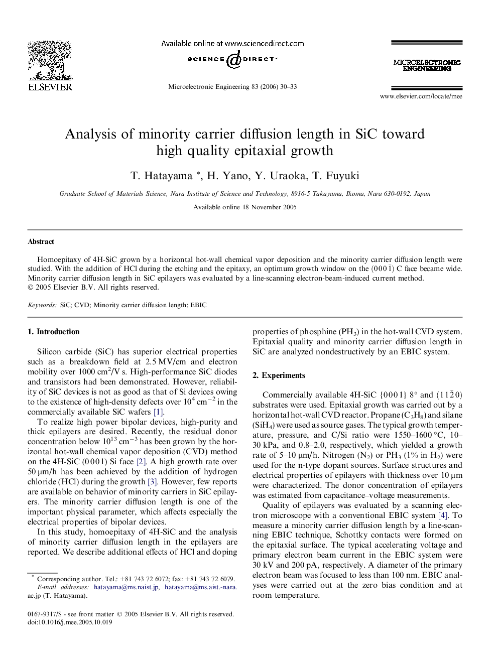 Analysis of minority carrier diffusion length in SiC toward high quality epitaxial growth