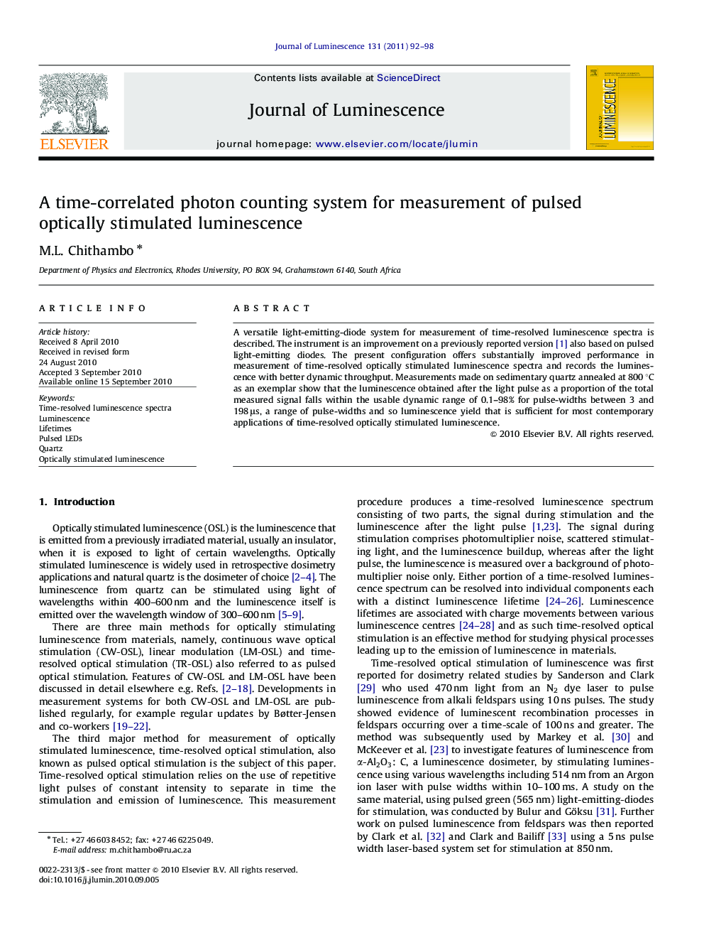 A time-correlated photon counting system for measurement of pulsed optically stimulated luminescence