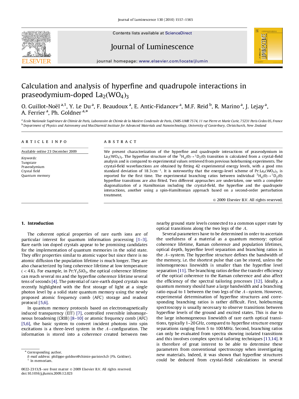 Calculation and analysis of hyperfine and quadrupole interactions in praseodymium-doped La2(WO4)3