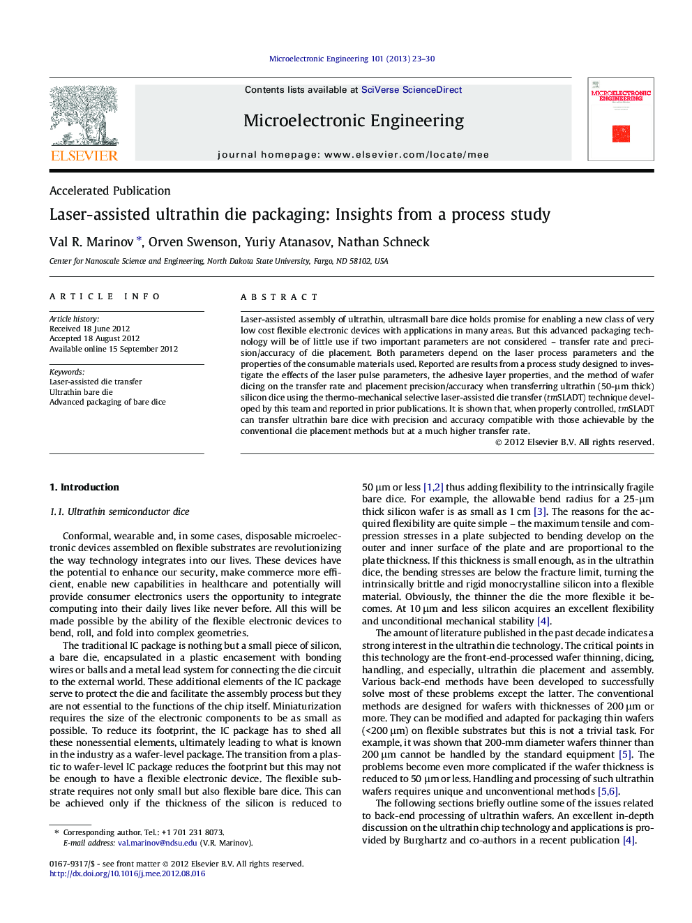 Laser-assisted ultrathin die packaging: Insights from a process study