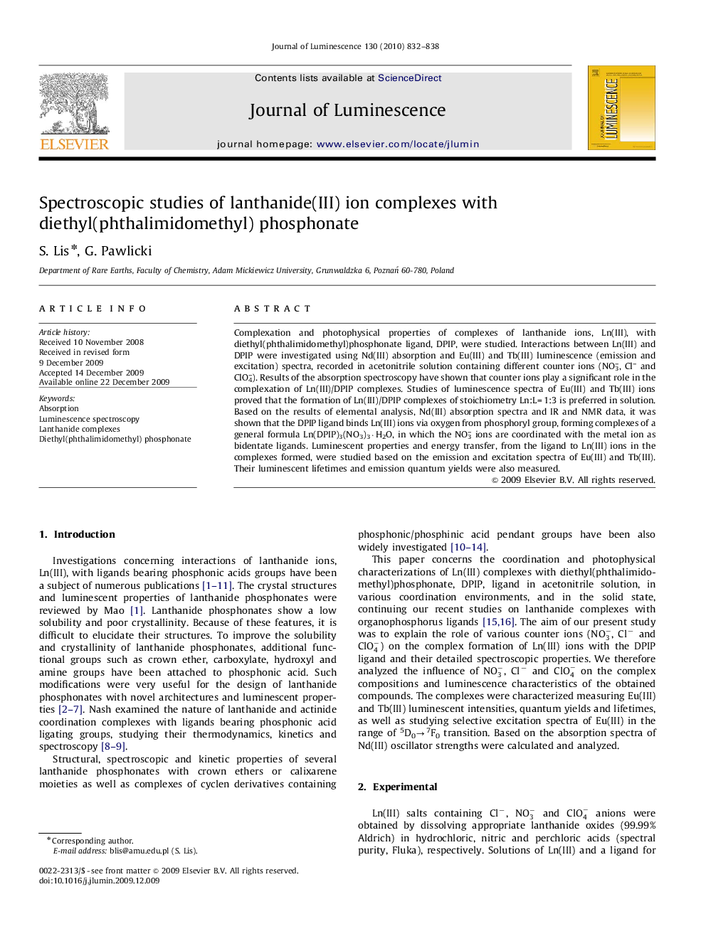 Spectroscopic studies of lanthanide(III) ion complexes with diethyl(phthalimidomethyl) phosphonate