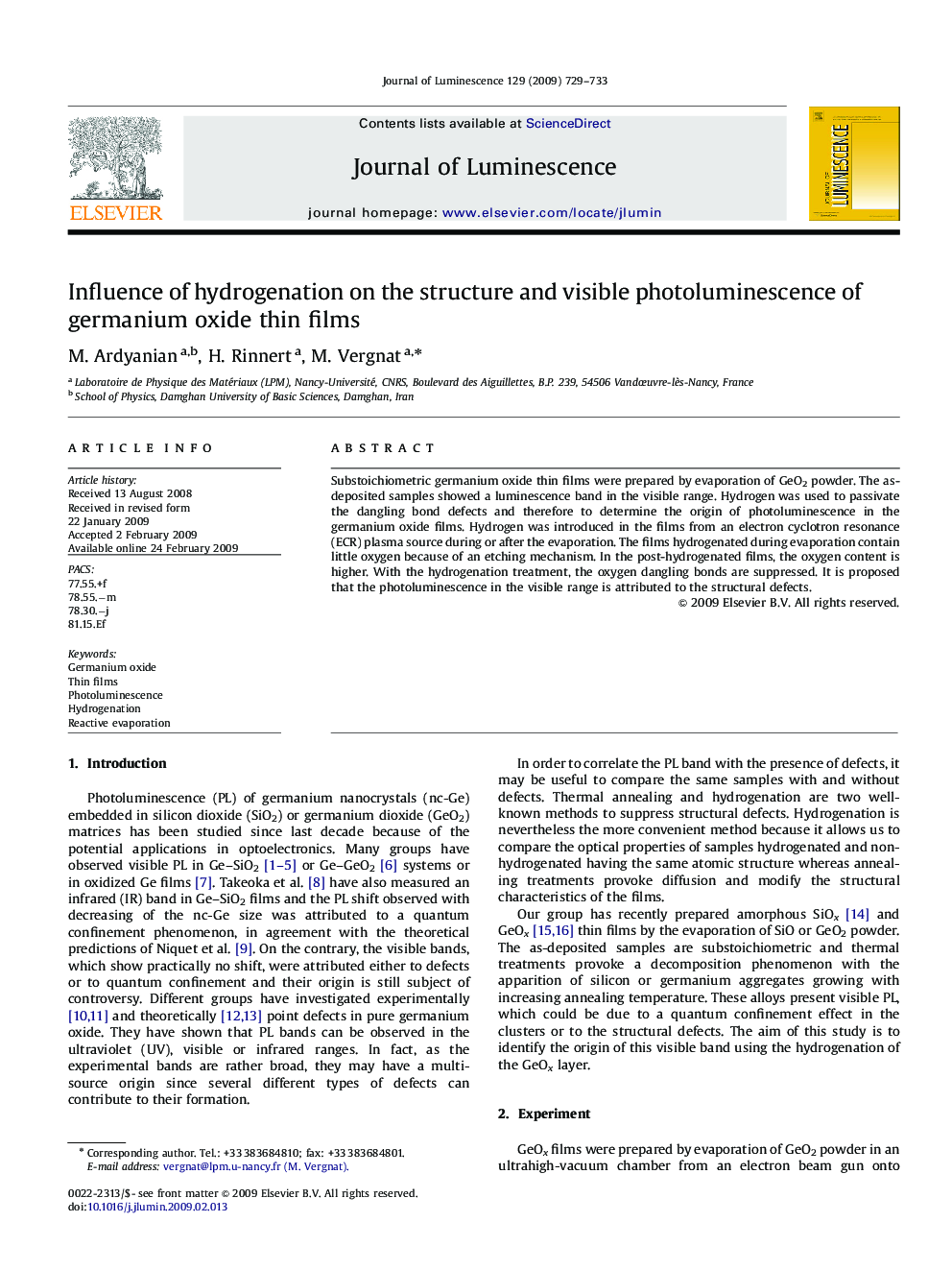 Influence of hydrogenation on the structure and visible photoluminescence of germanium oxide thin films